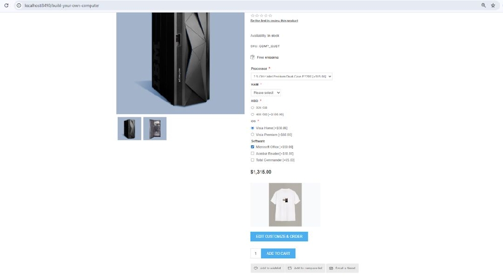 design configuration is saved with the product storefront page